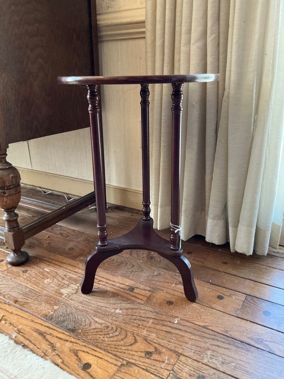 Wooden Side Table with Three-Legged Base, 15×24 Inches