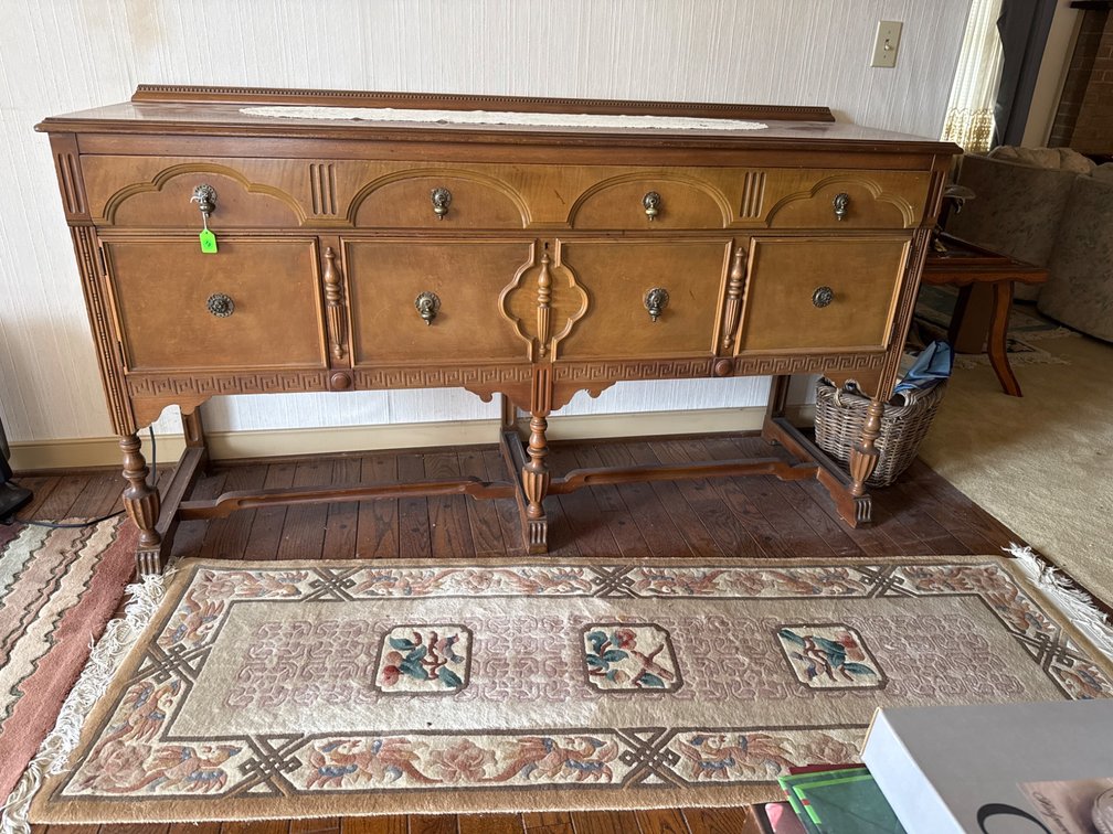 Wooden Sideboard Server Cabinet With Ornate Details, 72x22x38