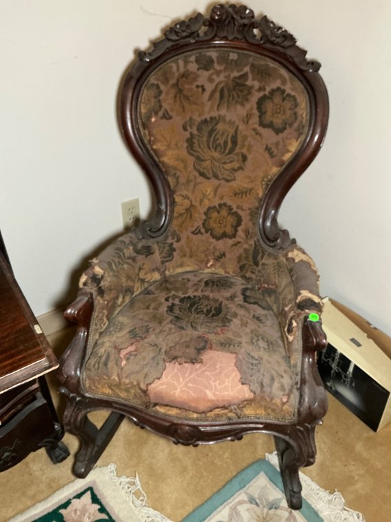 19th Century Hand-Carved Victorian Rocking Chair