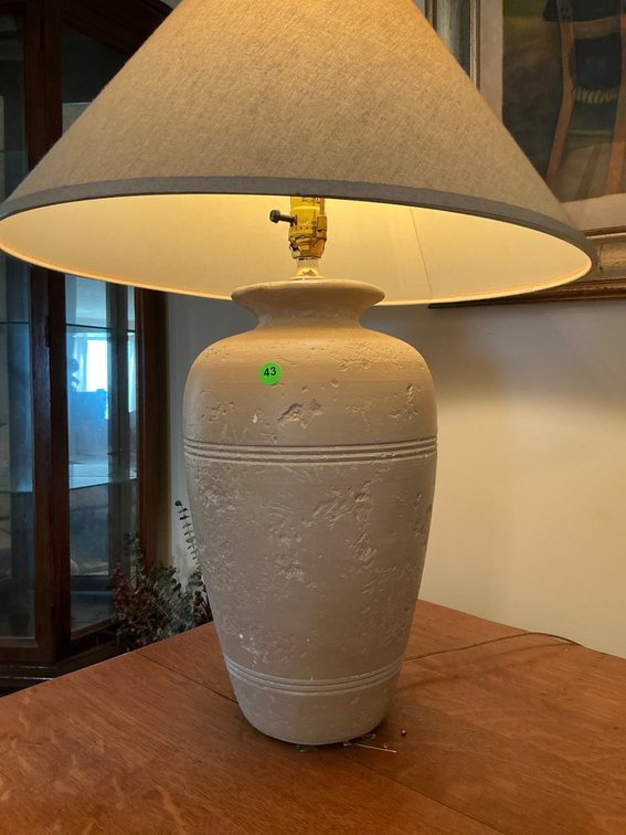 27-Inch Textured Ceramic Table Lamp with Tapered Shade