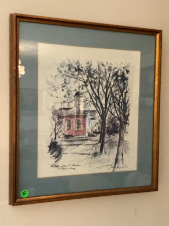 Framed Artwork of Old Courthouse, Williamsburg