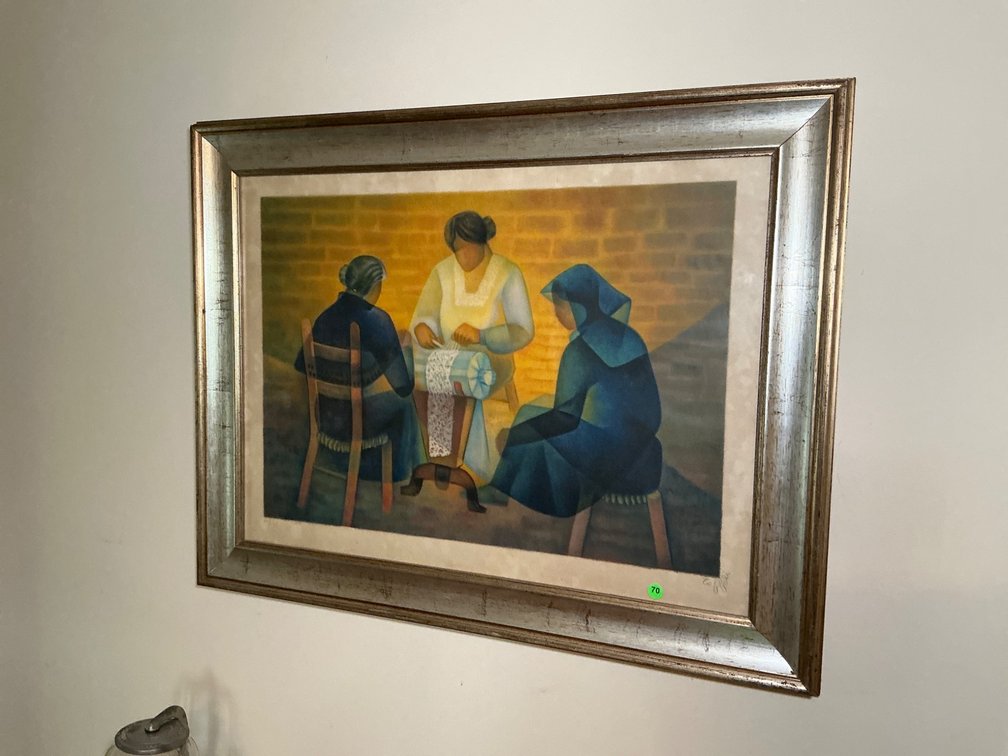 35×27 Framed Artwork Depicting Three Women With A Signed Lower Right Corner