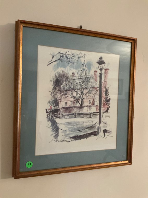 Framed Art of Governor’s Palace in Williamsburg, 17×16