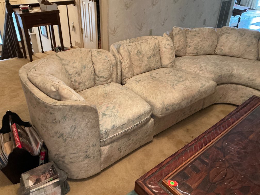 Henredon Curved Sectional Sofa in Floral Upholstery