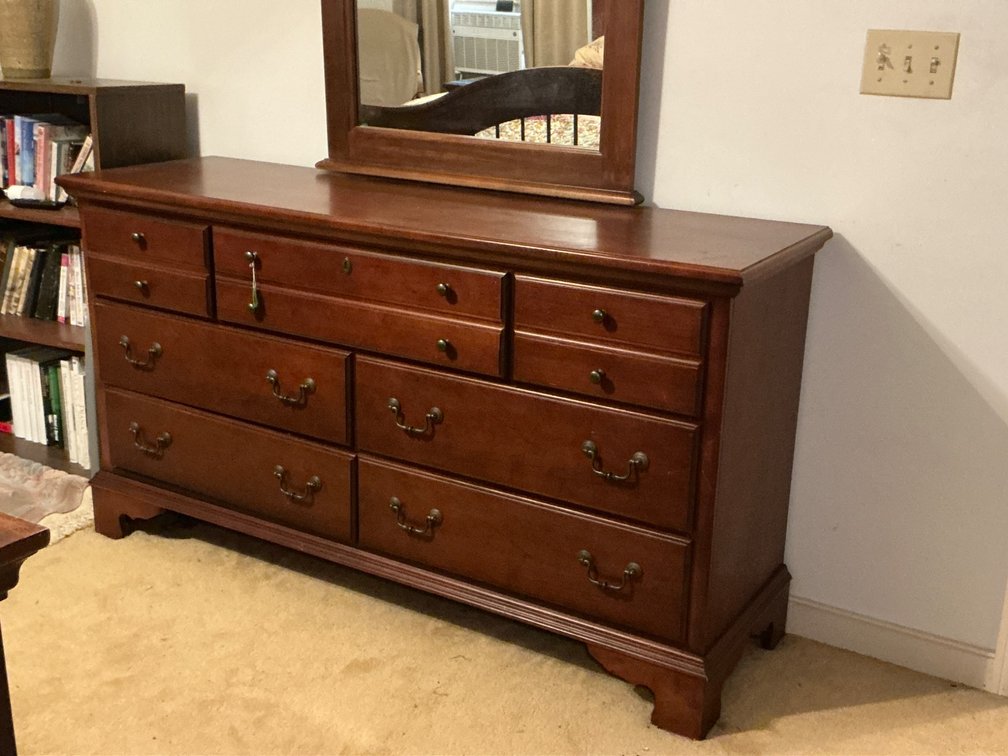 Bassett Dresser With Mirror and Brass Hardware