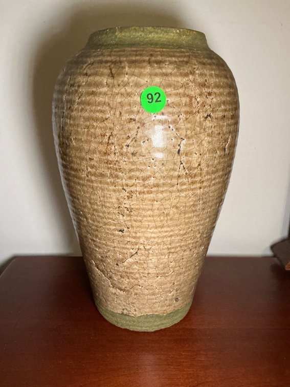 12-Inch Handcrafted Ceramic Vase with Crackle Finish