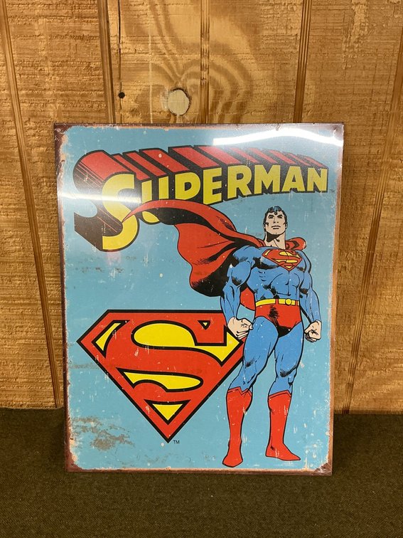 16×12.5 Reproduction Superman Metal Sign With Classic Design