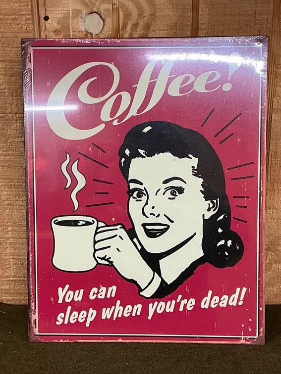 16×12.5 Reproduction Sign Featuring Retro Coffee Design