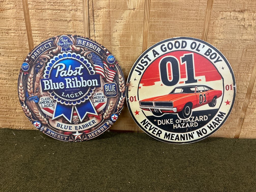 Two 8-Inch Round Reproduction Signs