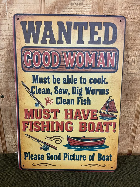 12×8 Reproduction Sign with Fishing Boat Theme