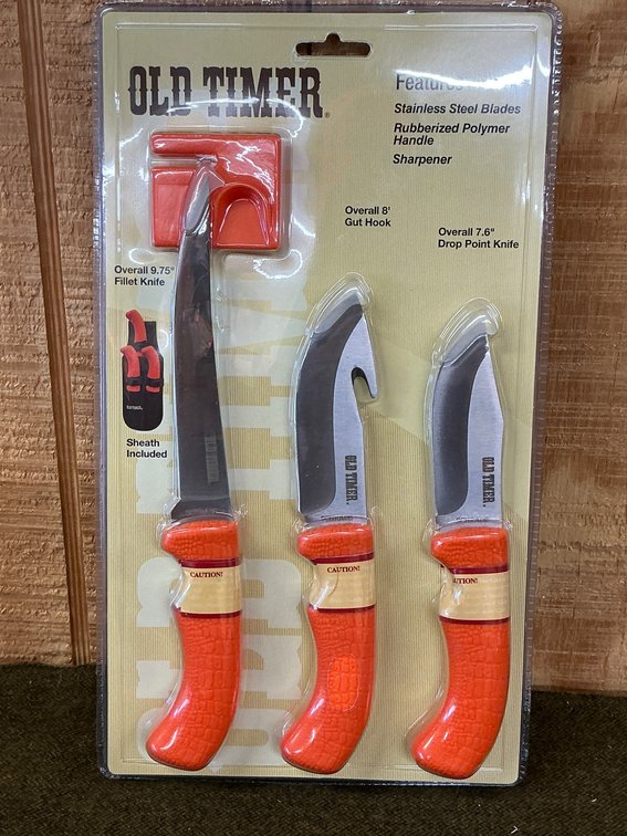 Old Timer 3-Piece Knife Set with Sheath, New in Original Packaging