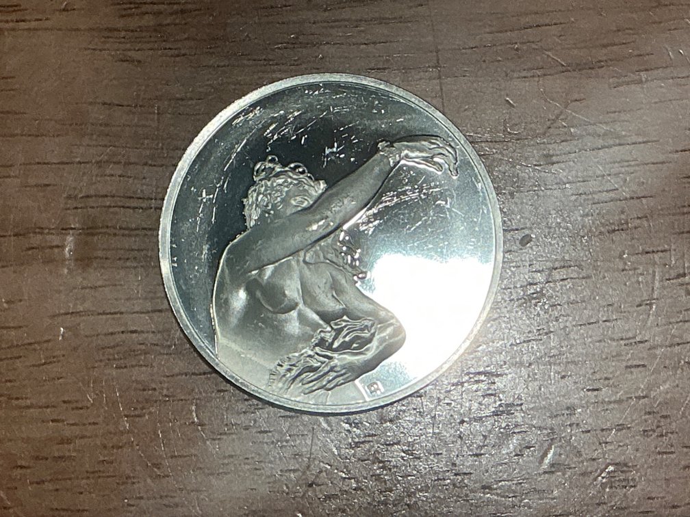 1.29 Troy Oz Sterling Silver ‘Femme a Demi-Nue’ Medallion