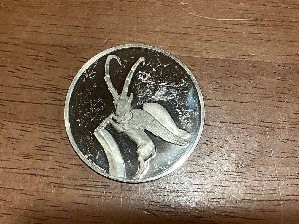 Sterling Silver Medallion Featuring ‘Bouquetin Aile’ Art Representation
