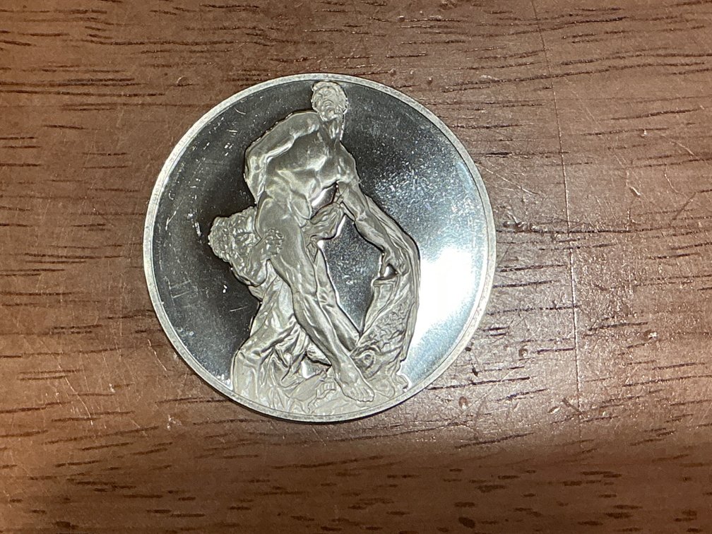 Milon de Crotone Sterling Silver Medallion, 1.29 Troy Ounces