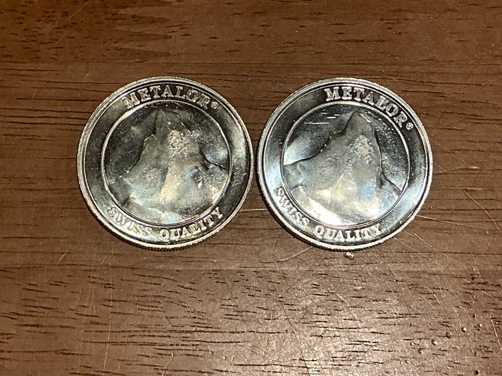 Two 1-Troy Ounce .999 Fine Silver Rounds by Metalor, 2013
