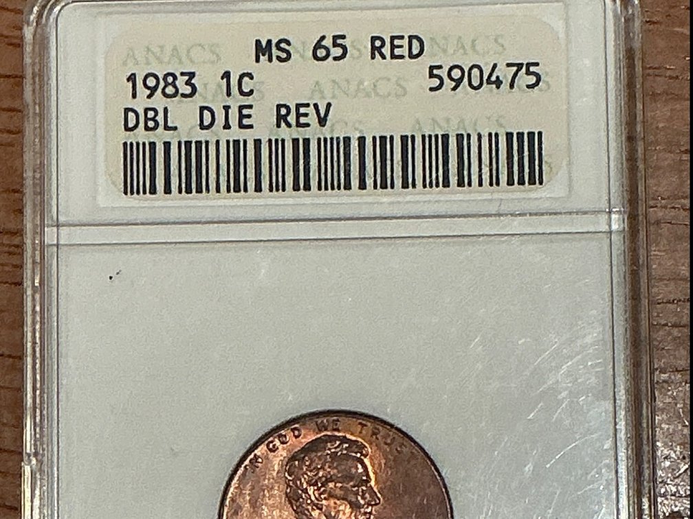 1983 1C Lincoln Cent Double Die Reverse MS 65 Red