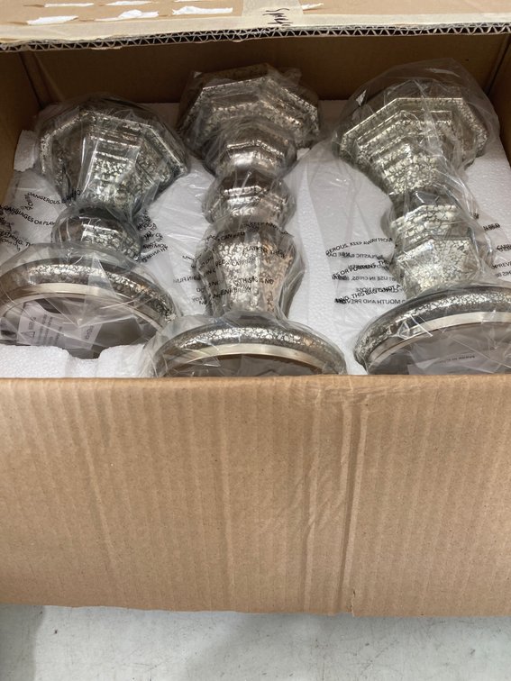 Mercury Glass Candle Holders and Pine Cone Decoration