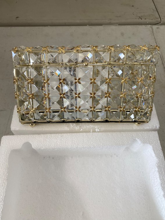 Rectangular Crystal Clutch Purse with Gold-Tone Frame