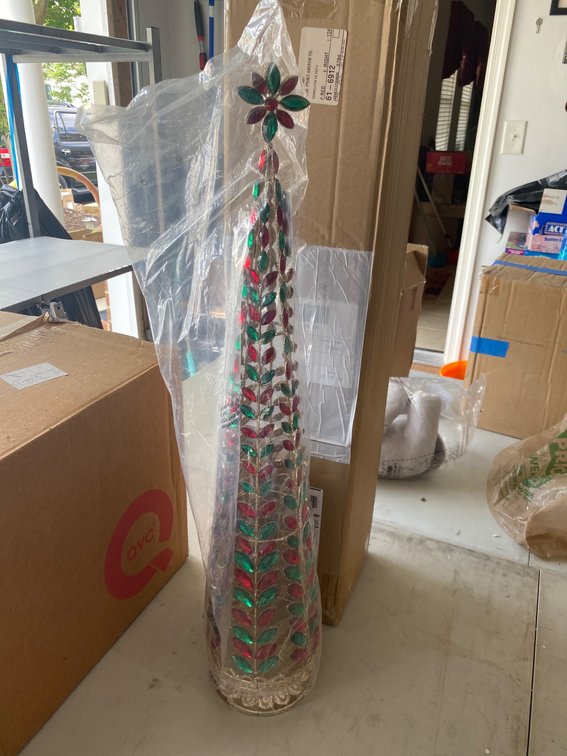 Decorative Tree Sculpture with Red and Green Design