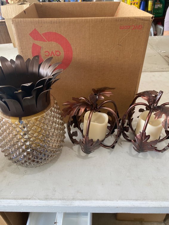 Decorative Pineapple Vase and Leaf Candle Holders