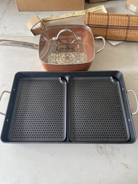 Copper Chef Square Pan With Lid and Perforated Grill Pans