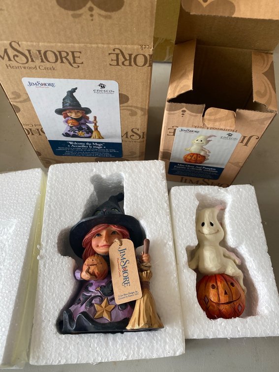 Two Jim Shore Heartwood Creek Halloween Figurines With Original Boxes