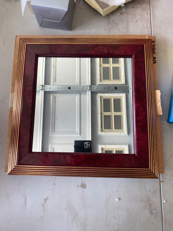 Square Wood-Framed Mirror With Dual-Tone Design