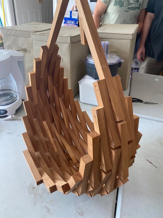 Wooden Interlocking Basket with Handle