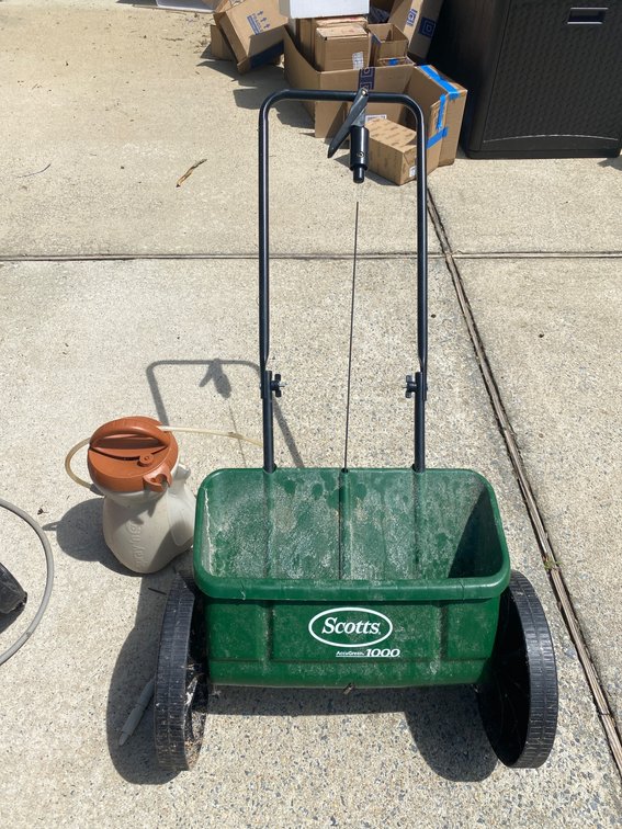 Gardening and Outdoor Maintenance Equipment Lot With Spreader, Shovels, and Pressure Washer