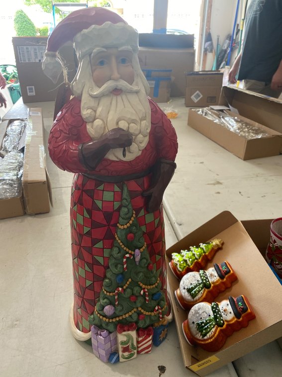 Christmas-Themed Santa Figurine and Holiday Decor Set with Candles