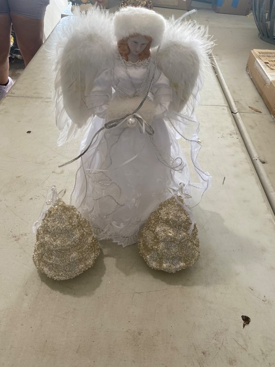 Angel Tree Topper with White Robe and Gold Accents