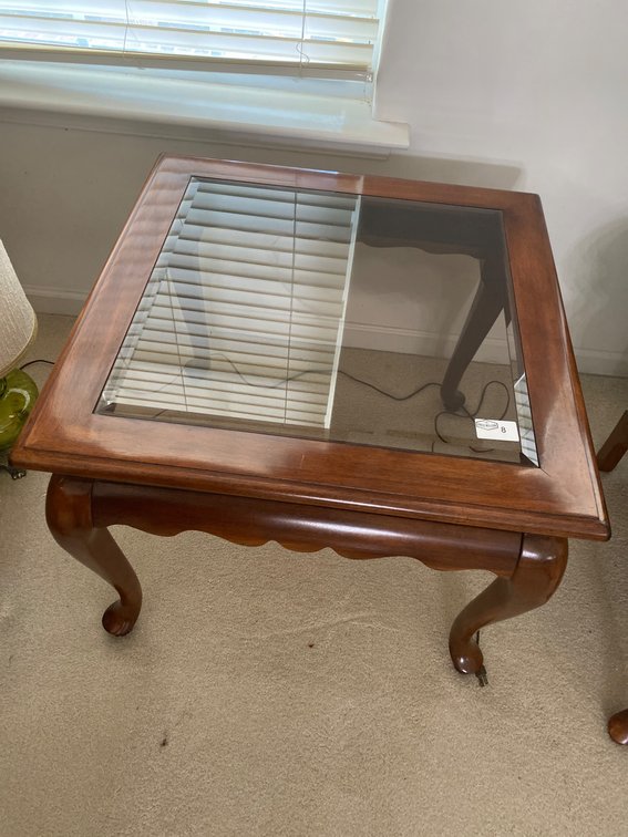 Wood and Glass Coffee Table With Cabriole Legs