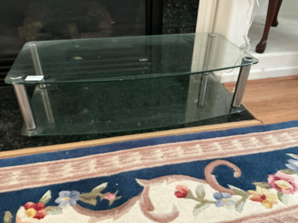 35x17x10 Glass Table With Metal Supports