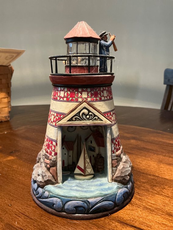 Jim Shore Heartwood Creek Lighthouse Figurine With Sailboat Scene