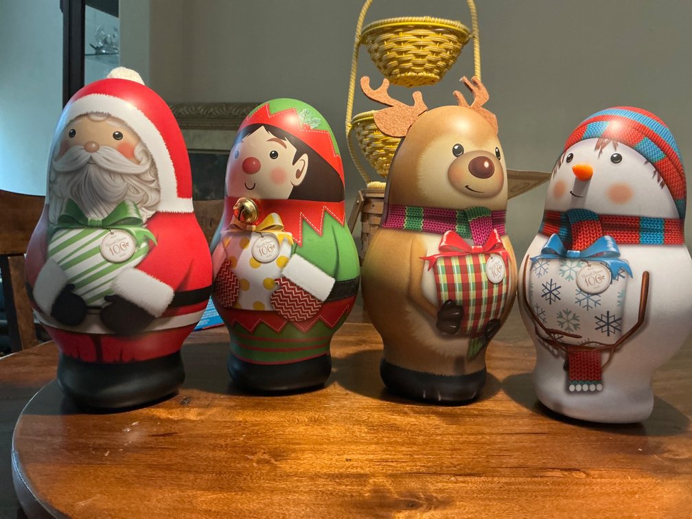 Russell Stover 100th Anniversary Holiday-Themed Candy Containers Set of 4