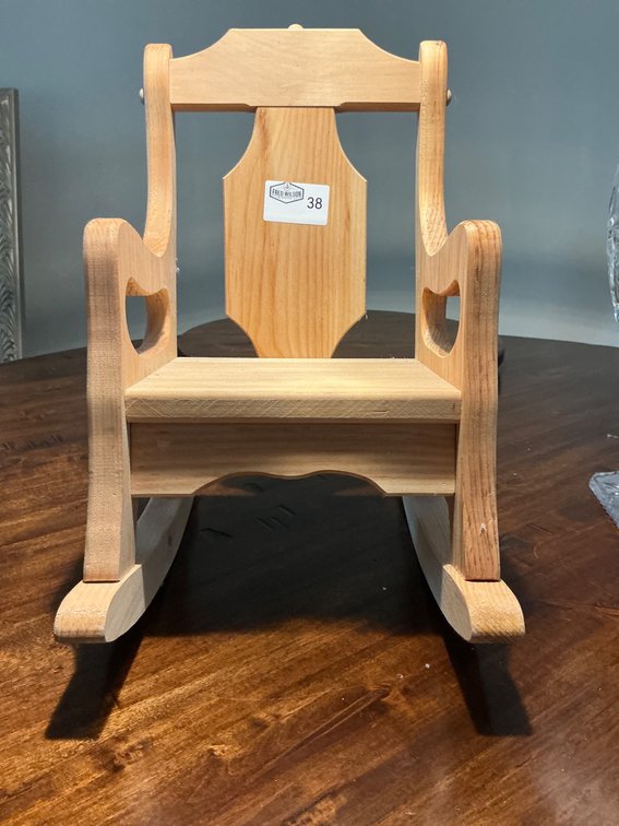 Handcrafted Wooden Doll or Child’s Rocking Chair