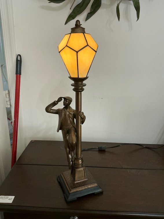 22-Inch Tall Lamp with Figurine of Climbing Worker