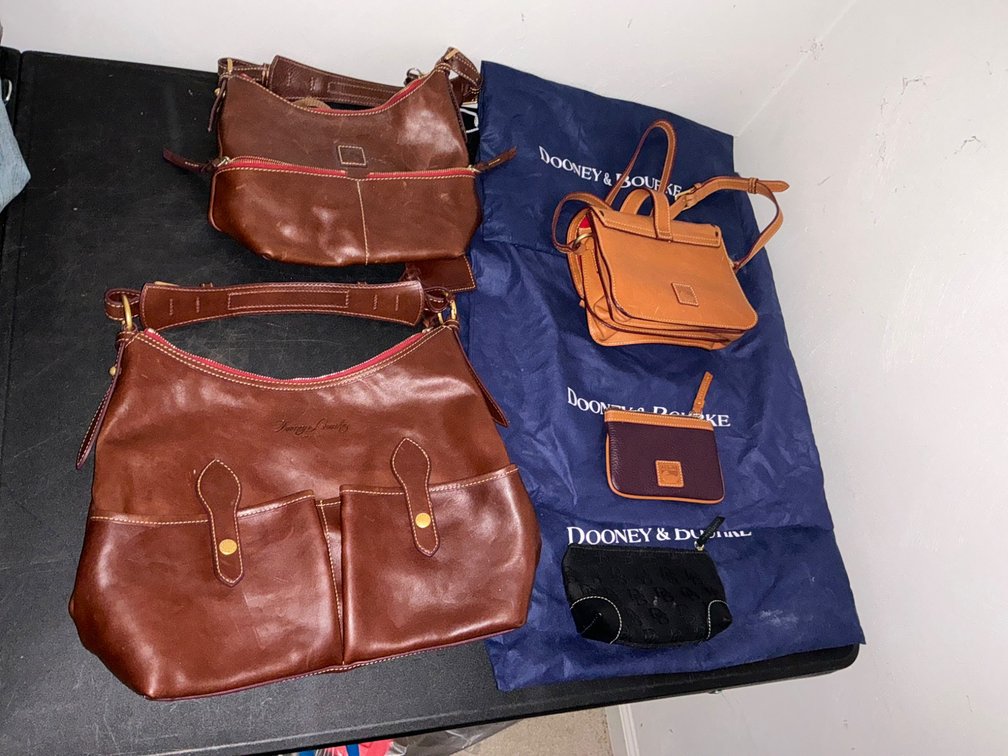 Dooney & Bourke Lot: 3 Purses and 2 Change Bags with Dust Cover