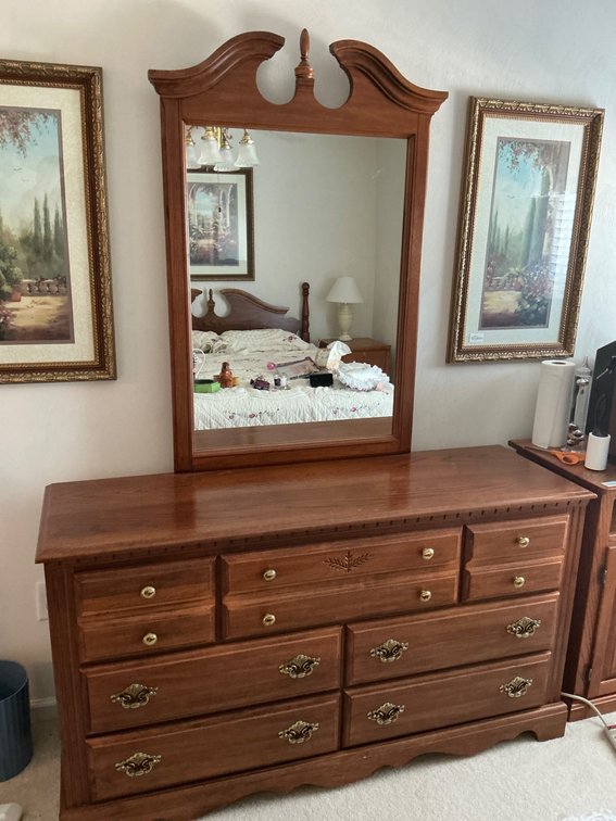 Broyhill Bedroom Set With Queen Bed, Nightstand, and Dresser With Mirror BR3