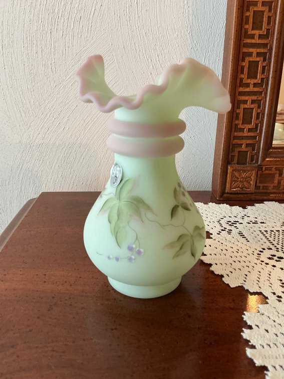 Hand-Painted Glass Vases and Baskets Ranging from 7 to 8 Inches Tall