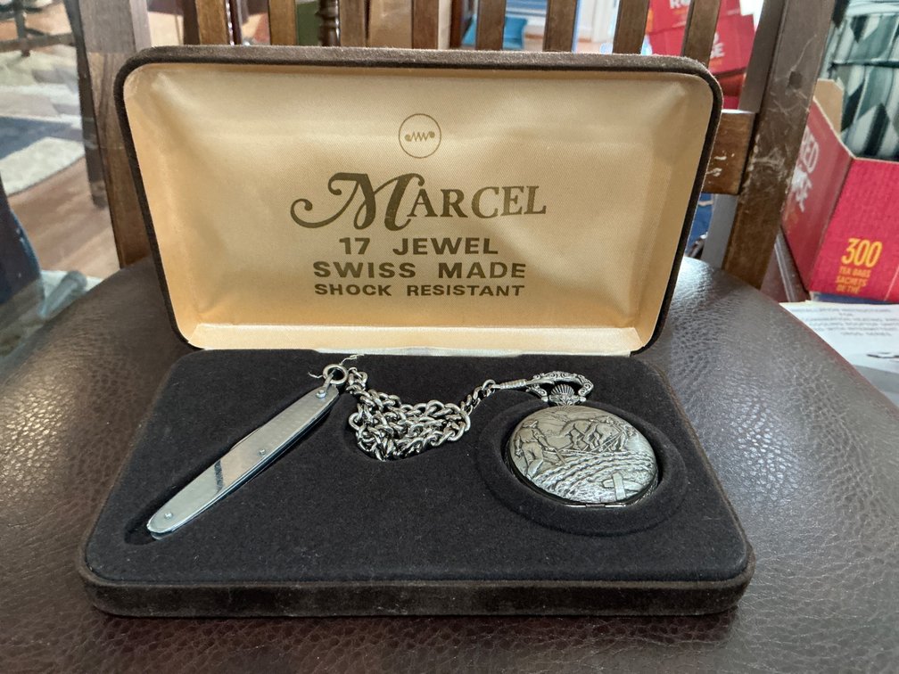 Marcel 17-Jewel Swiss-Made Windup Pocket Watch in Working Condition