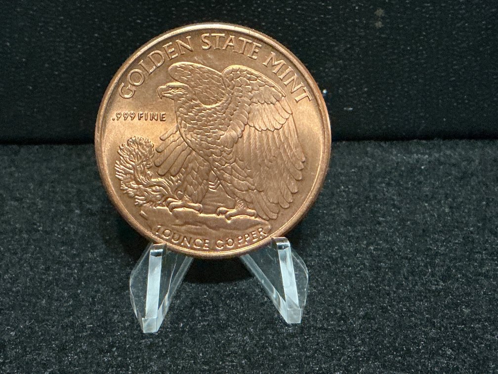 Golden State Mint 1 oz Copper Round Featuring Liberty and Eagle Design