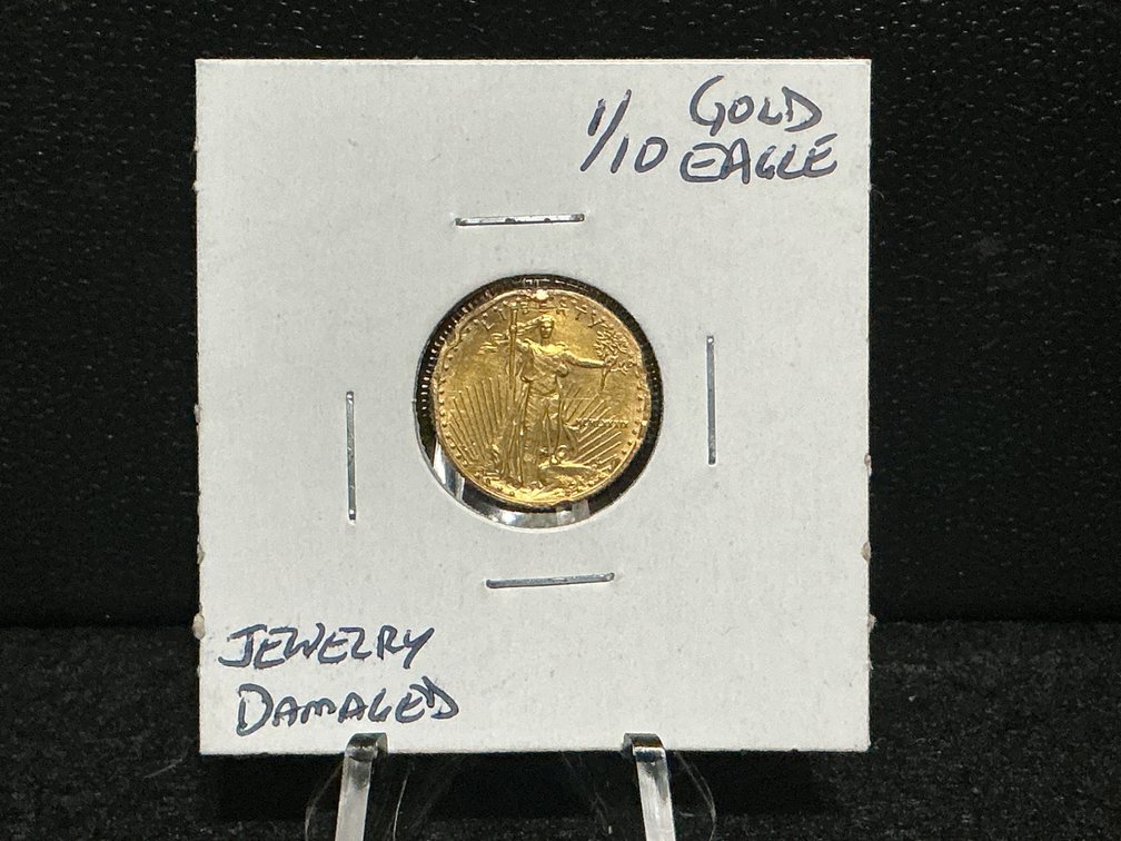 1/10 Gold American Eagle Coin with Jewelry Damage