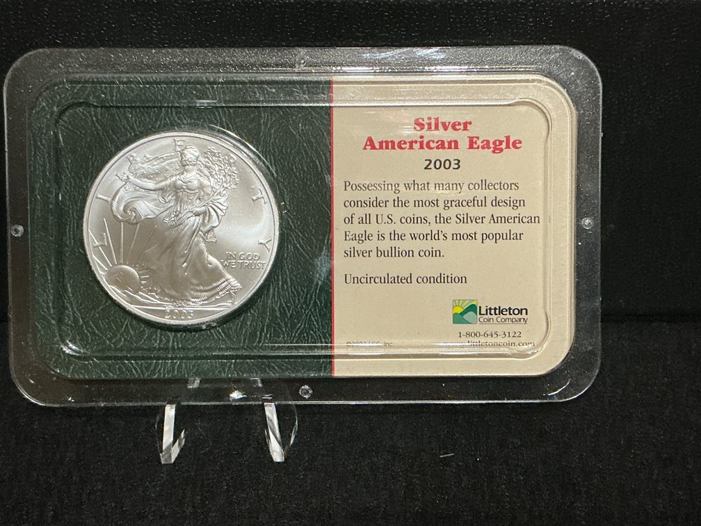 2003 Silver American Eagle Bullion Coin in Littleton Packaging