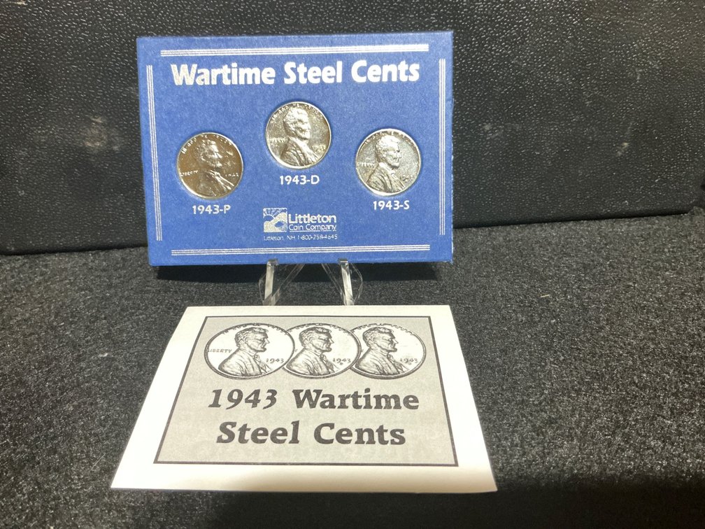 1943 Wartime Steel Cents Complete Mint Set (P, D, S)