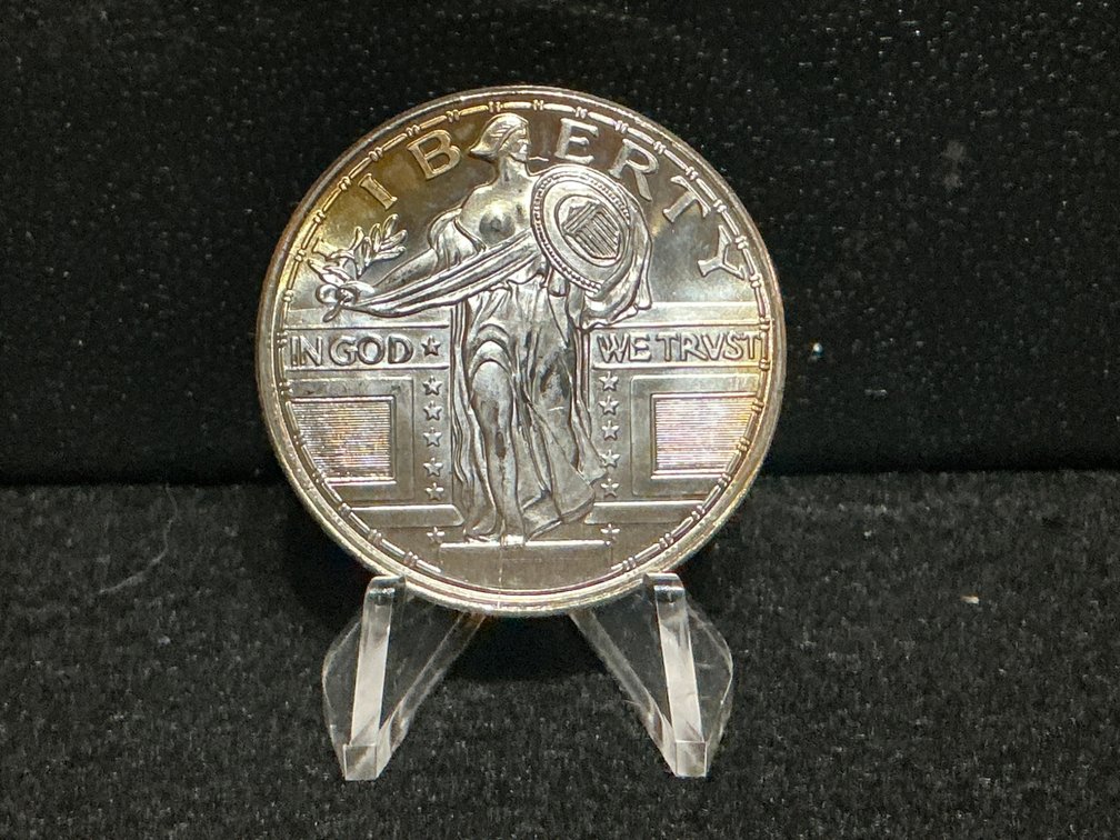 One-Ounce .999 Fine Silver Liberty Round With Significant Toning