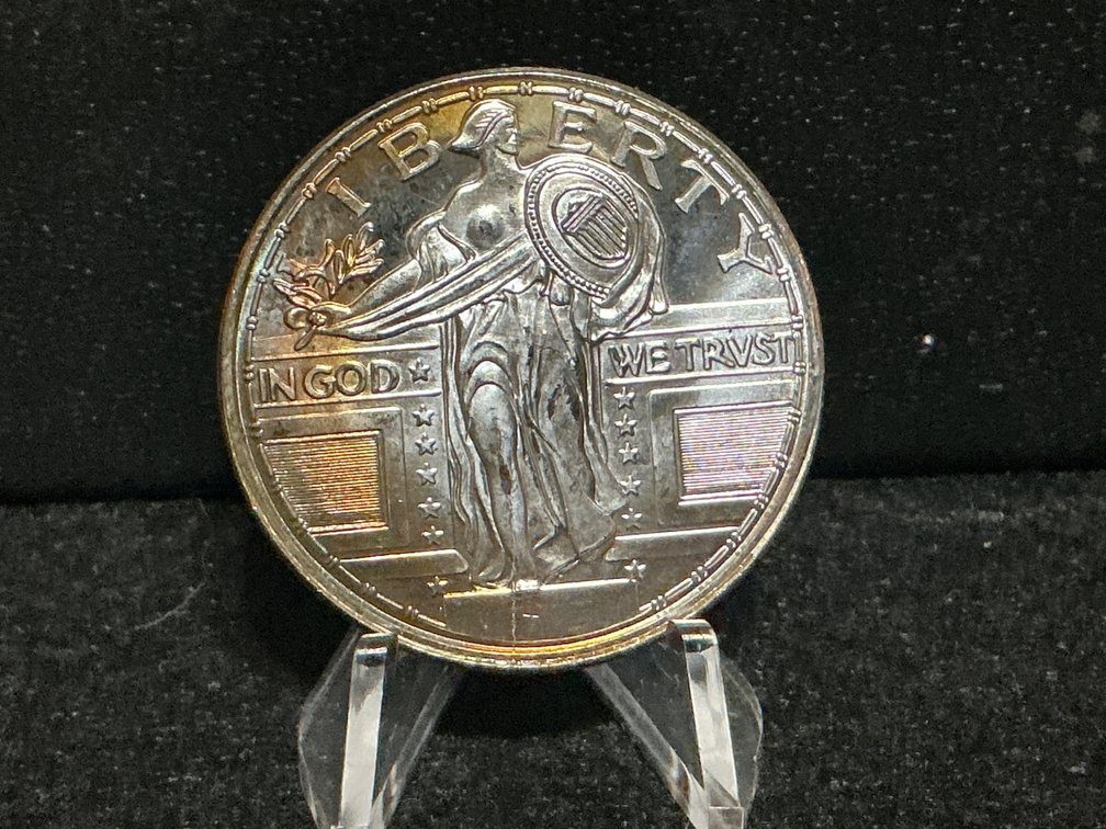 One Ounce .999 Fine Silver Bullion Coin with Great Toning
