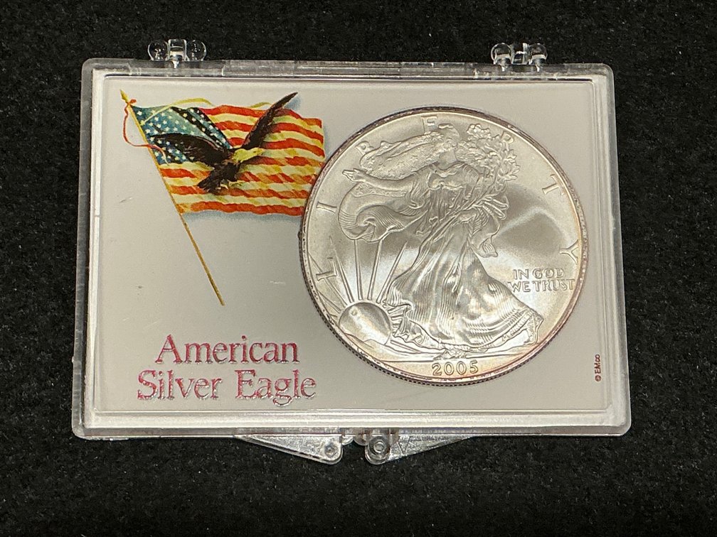 2005 American Silver Eagle One-Ounce Coin in Display Case