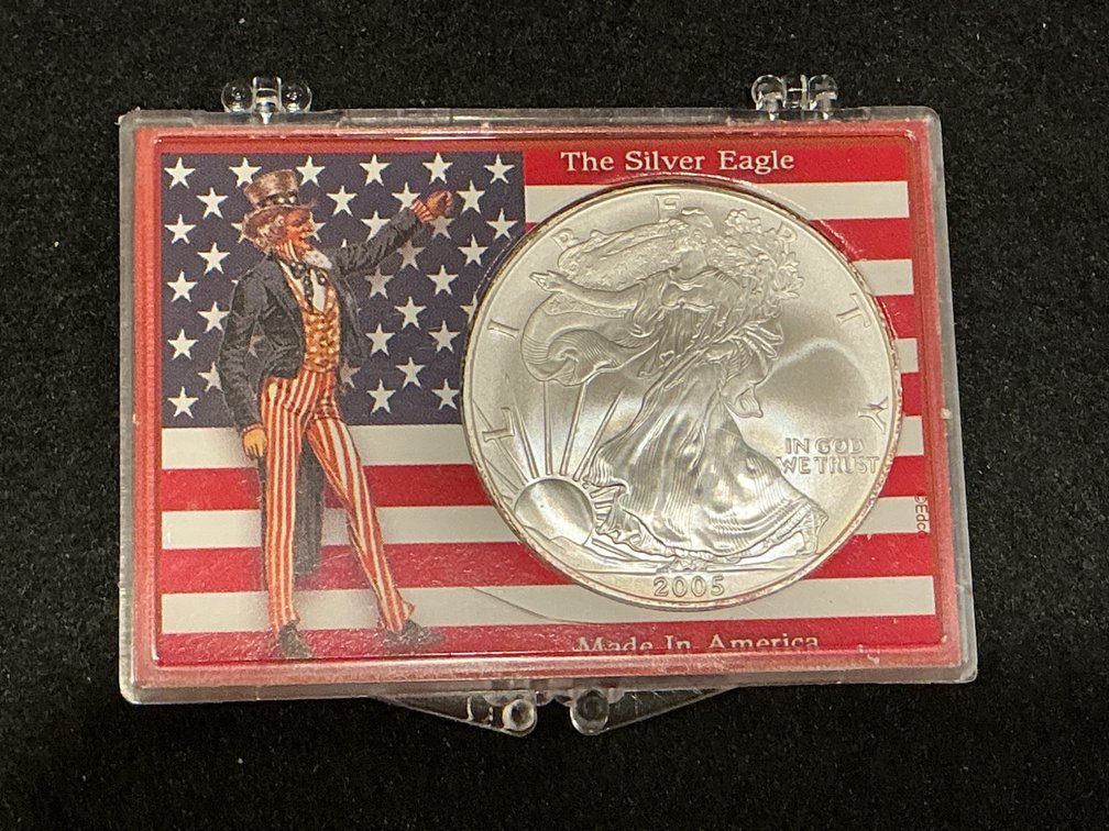 2005 American Silver Eagle in Patriotic Display Case