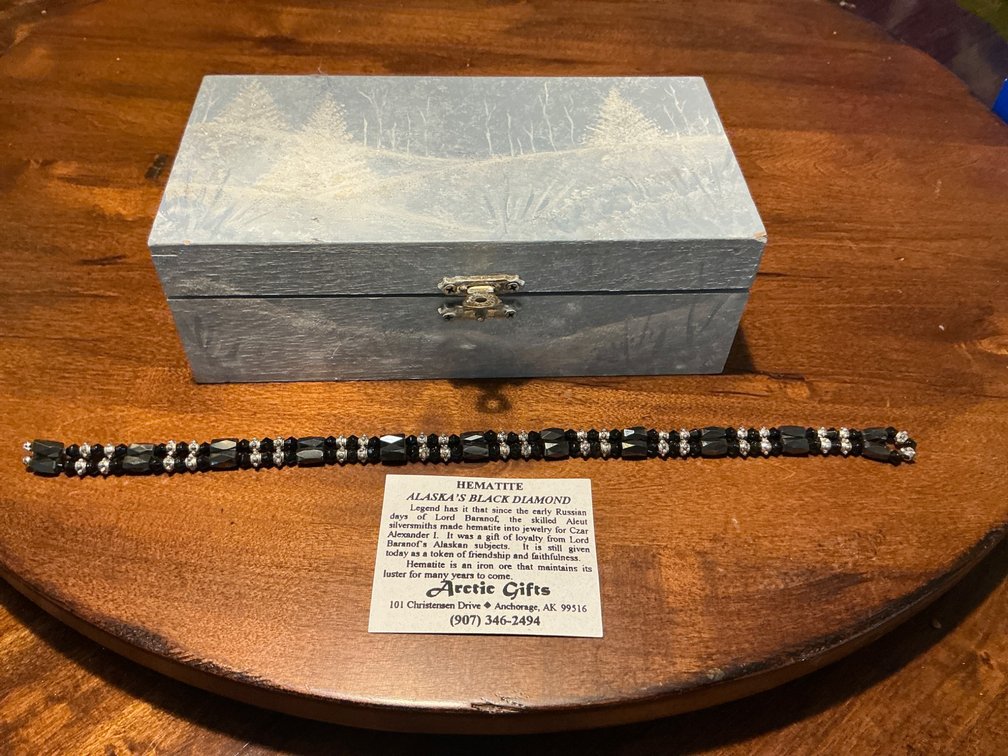 Hematite Bracelet with Original Gift Box and Card